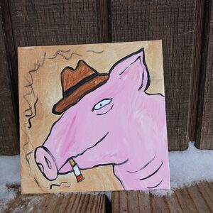 Pig Painting On Canvas
